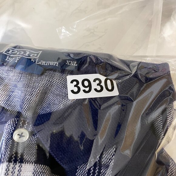 Vintage Polo Ralph Lauren Polo Shirt Mens XXL Navy White Windowpane Check Rare - Picture 12 of 12